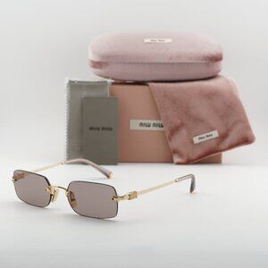 Miu Miu MUB50S 5AK20I Rectangle Sunglasses – Gold/Light Brown